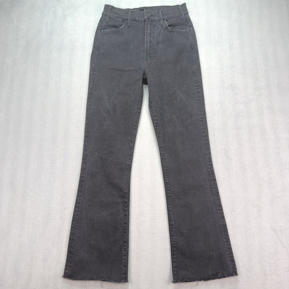 Mother The Hustler Ankle Fray Jeans Not Guilty Black Size 26 Flare Denim